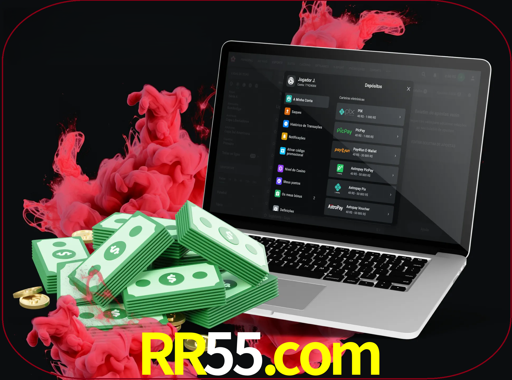 Para efetuar um depósito na sua conta rr55, basta escolher o método de depósito e especificar o montante.