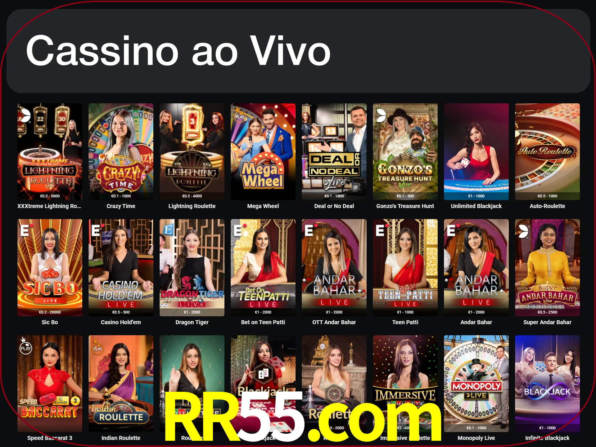 Jogue jogos de cassino com um verdadeiro dealer.