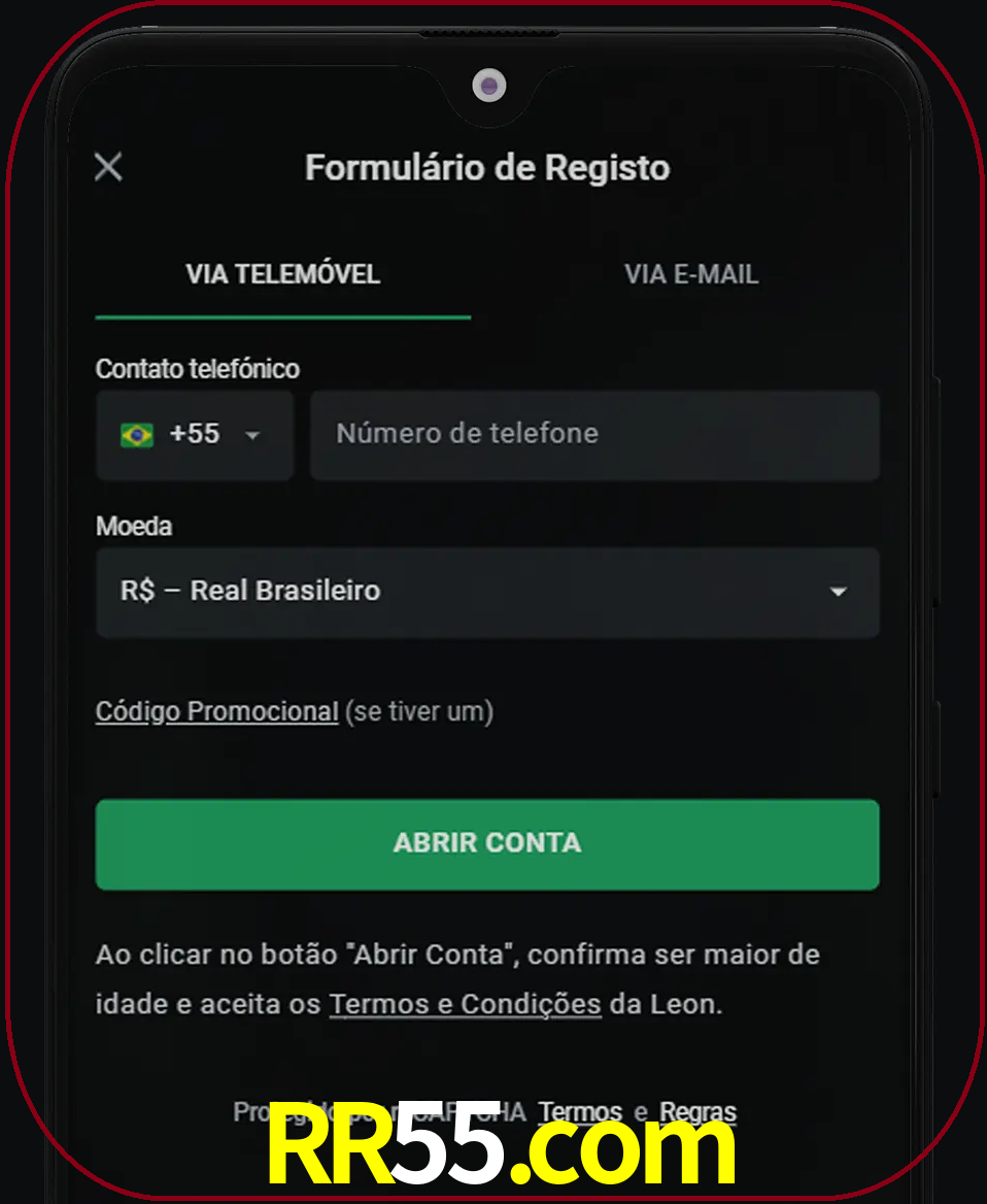Abra o aplicativo e inicie o processo de registro.