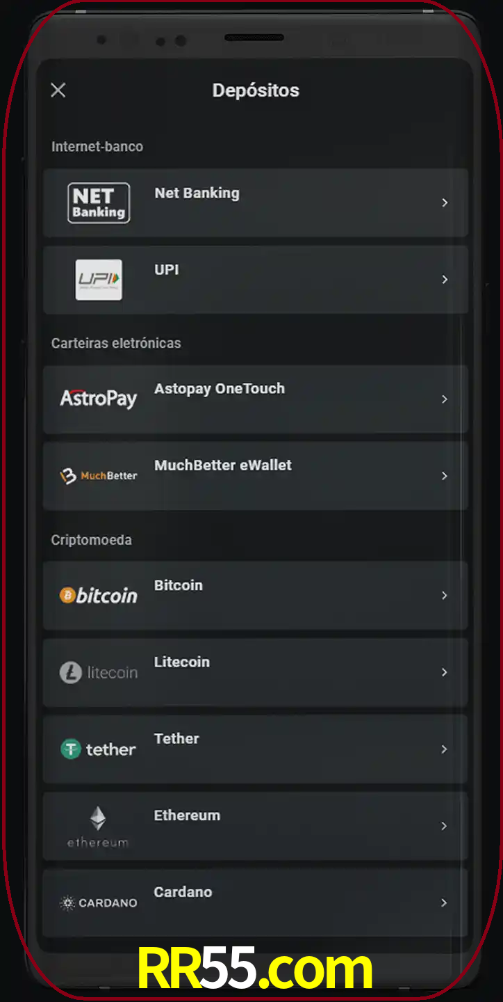 Você pode usar métodos alternativos de depósito.