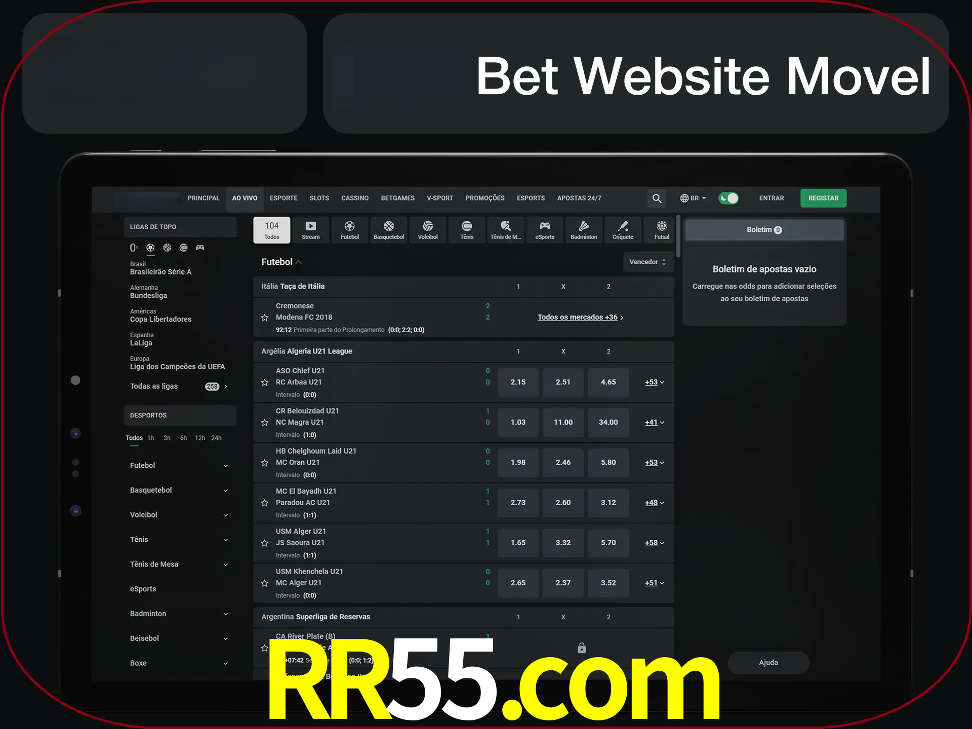 Use nosso website em qualquer dispositivo.
